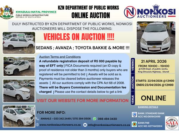 KZN DEPARTMENT OF PUBLIC WORKS ONLINE AUCTION